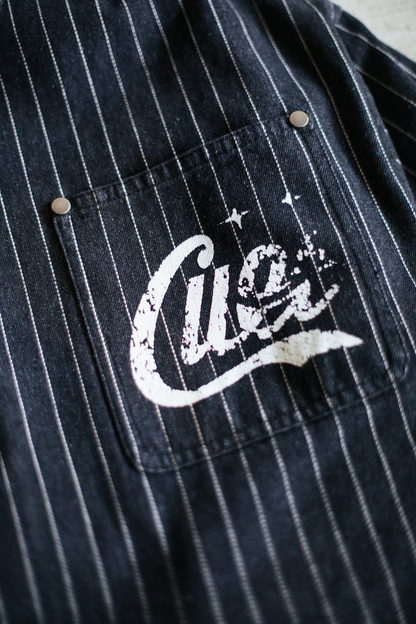 Pinstripe Twill Denim Jacket - [BLACK]