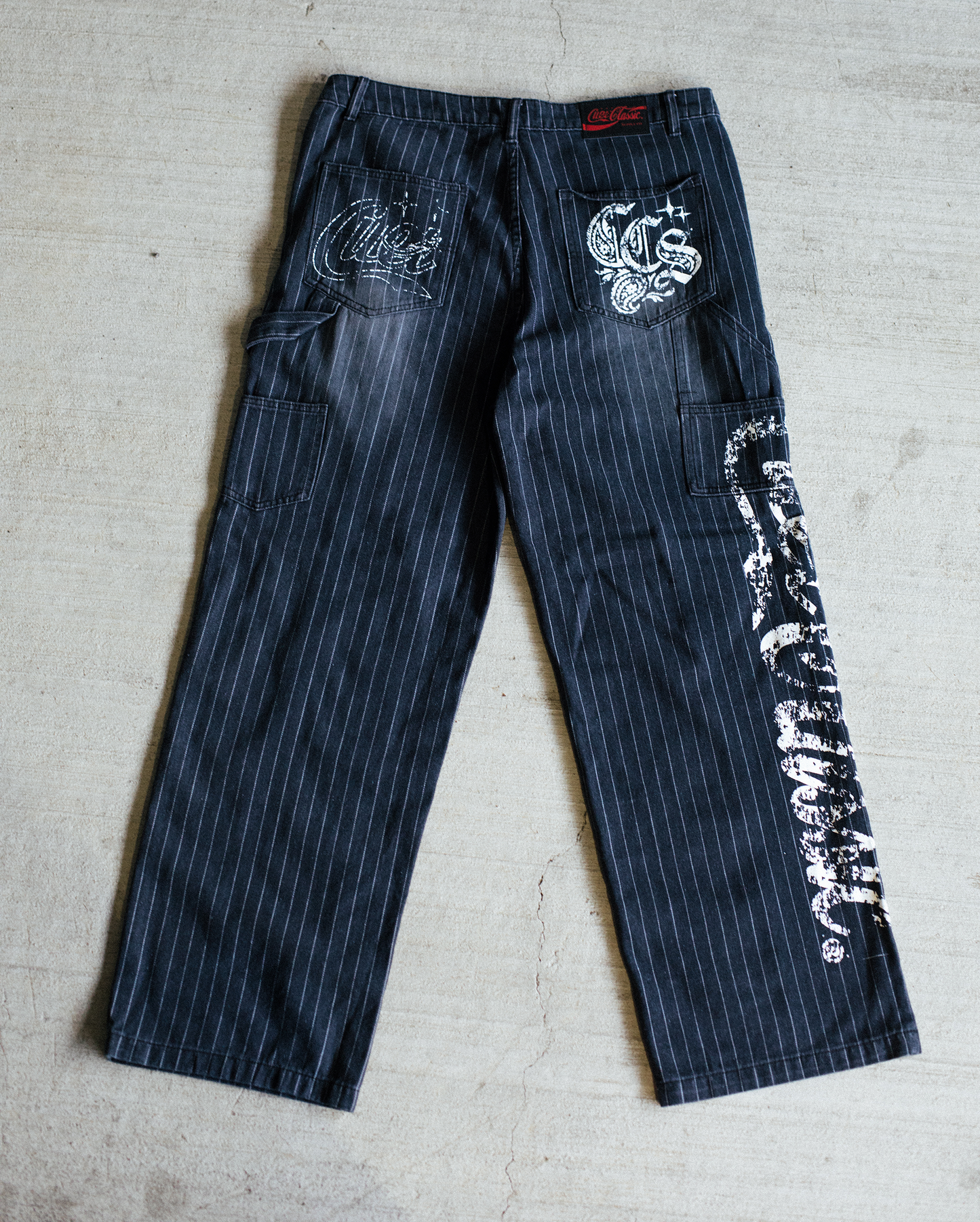 Pinstripe Carpenter Pants - [BLACK]