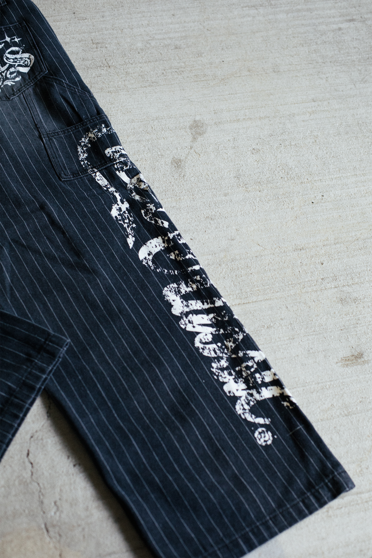 Pinstripe Carpenter Pants - [BLACK]