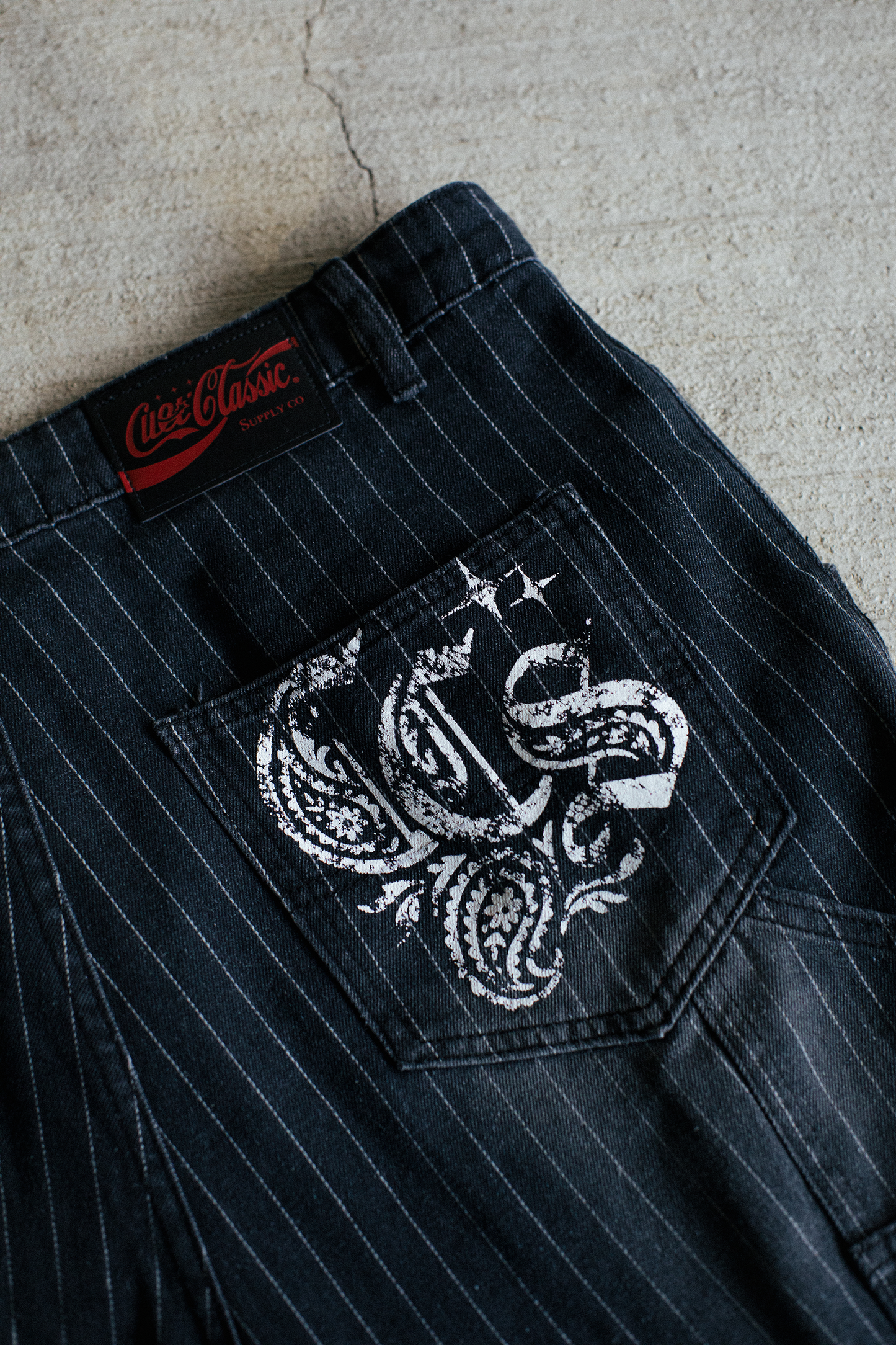 Pinstripe Carpenter Pants - [BLACK]