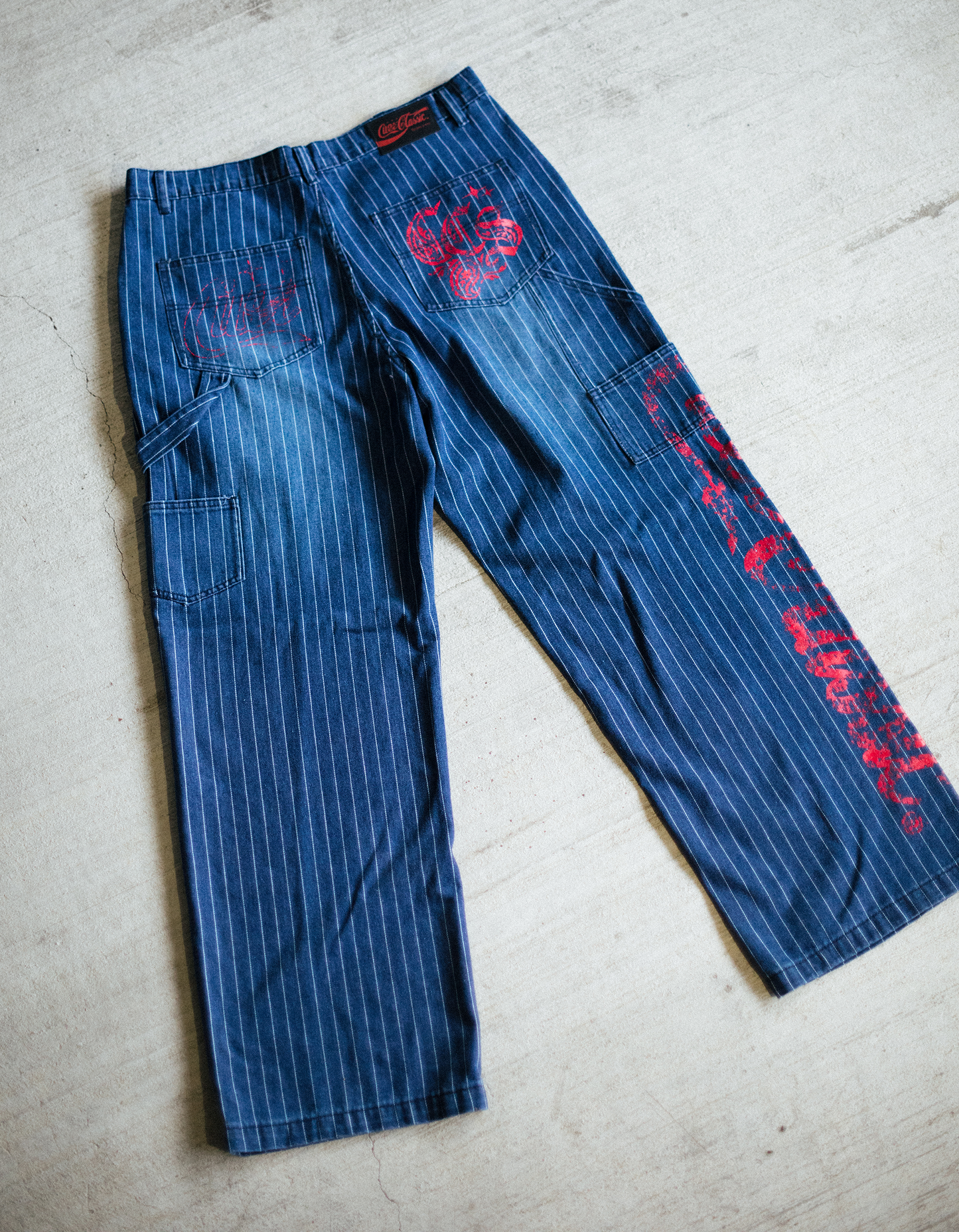 Pinstripe Carpenter Pants - [BLUE]