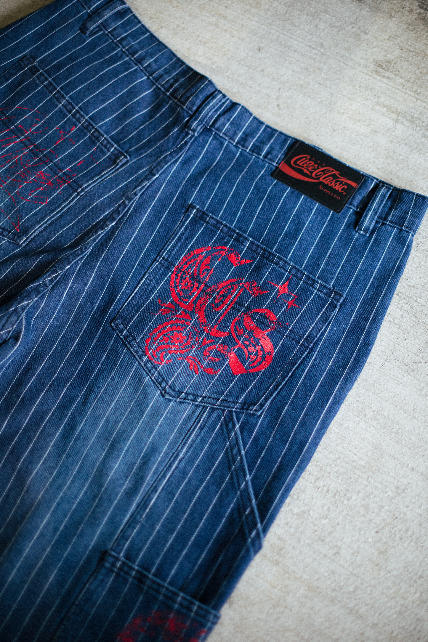 Pinstripe Carpenter Pants - [BLUE]
