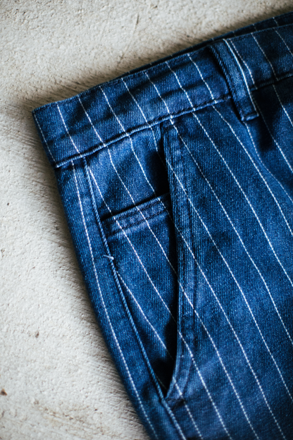 Pinstripe Carpenter Pants - [BLUE]