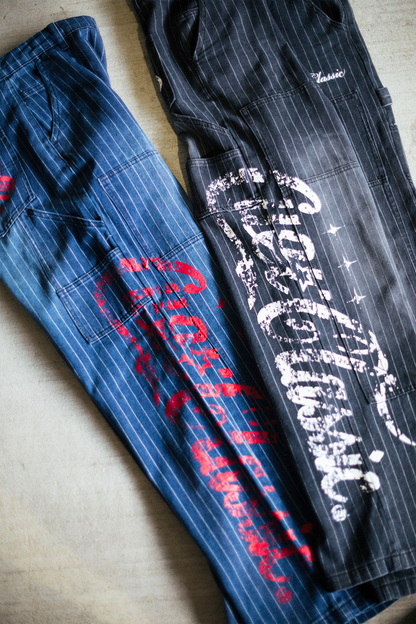 Pinstripe Carpenter Pants - [BLUE]