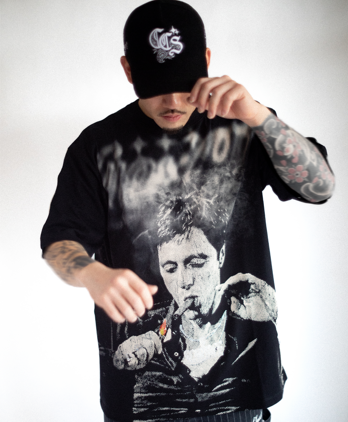 "THE WORLD IS YOURS..." TEE - [RHINESTONE / BLACK]